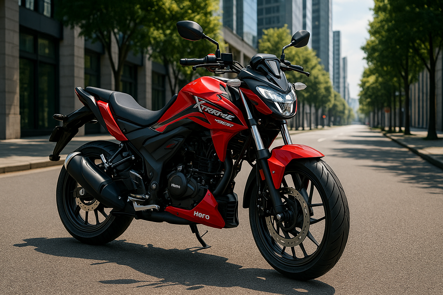"Hero Xtreme 160R 4V Front Side View 2025"